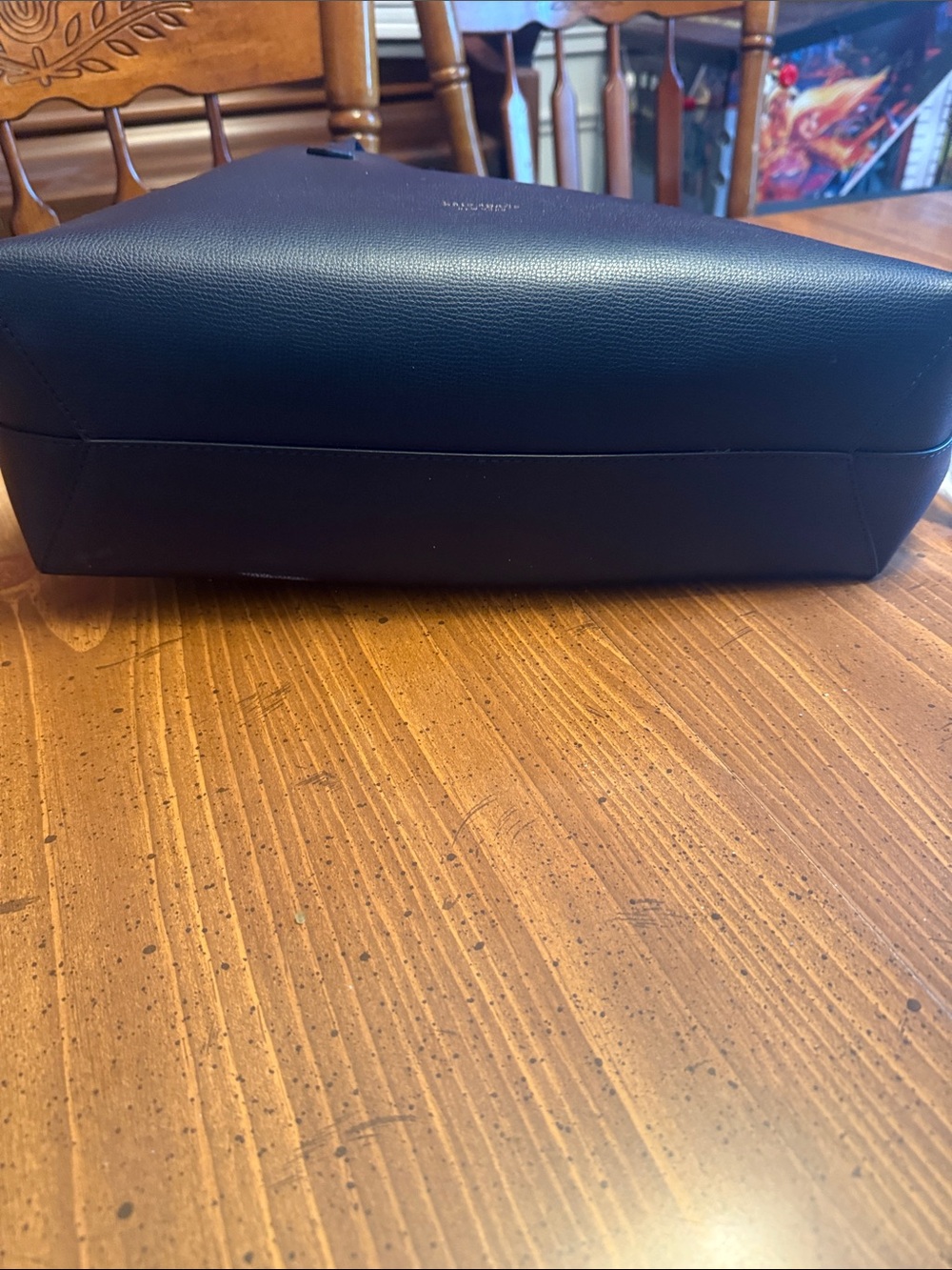 kate spade navy blue leather tote with gold logo - Picture 3 of 5